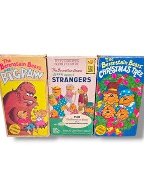 The Berenstain Bears 3 VHS: Meet Big Paw, Christmas Tree, Learn About Strangers